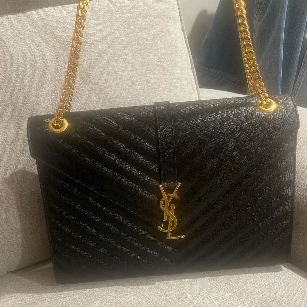 YSL Large Envelope Bag MIX MATELASSÉ GRAIN DE POUDRE EMBOSSED LEATHER